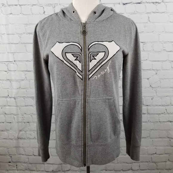 ROXY | gray full zip hoodie - Picture 1 of 4